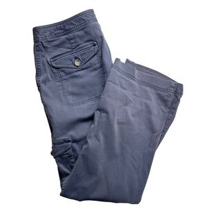 LL Bean Favorite Fit Cargo Pants Womens 12 Blue Gray Roll Tab Convertible Cotton